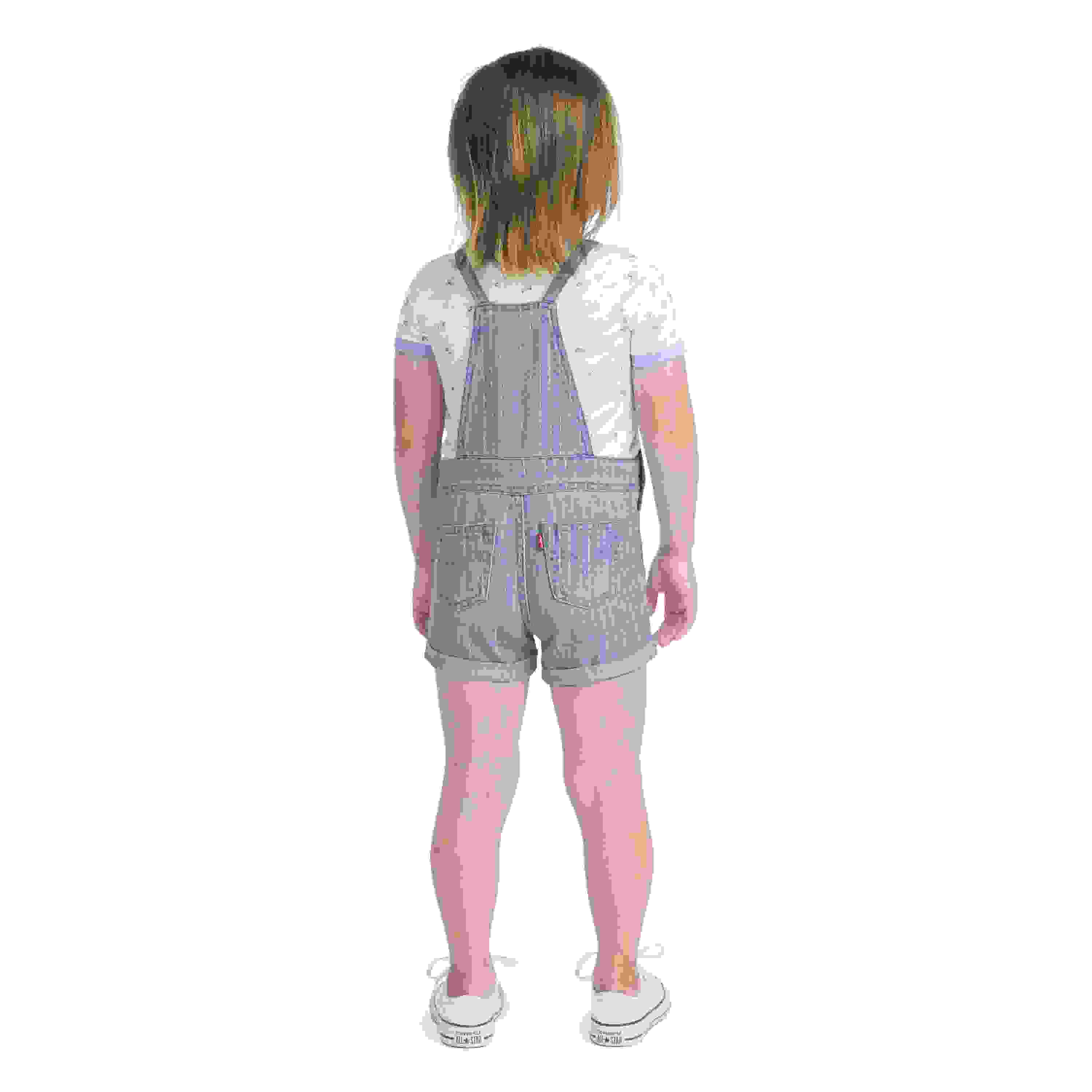 Levi's Knot Strap Toddler Girls' Pinstripe Blue Wash Denim Shortalls